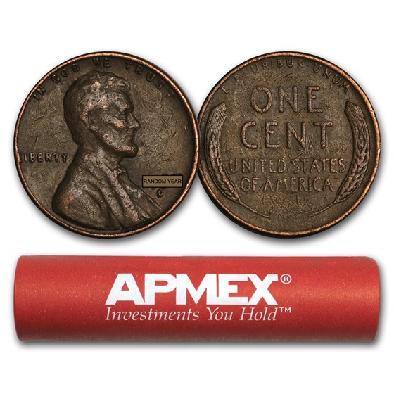1909-1958 Wheat Cent 50-Count Roll Avg Circ 1909-1958 Wheat Cent 50-Count Roll Avg Circ